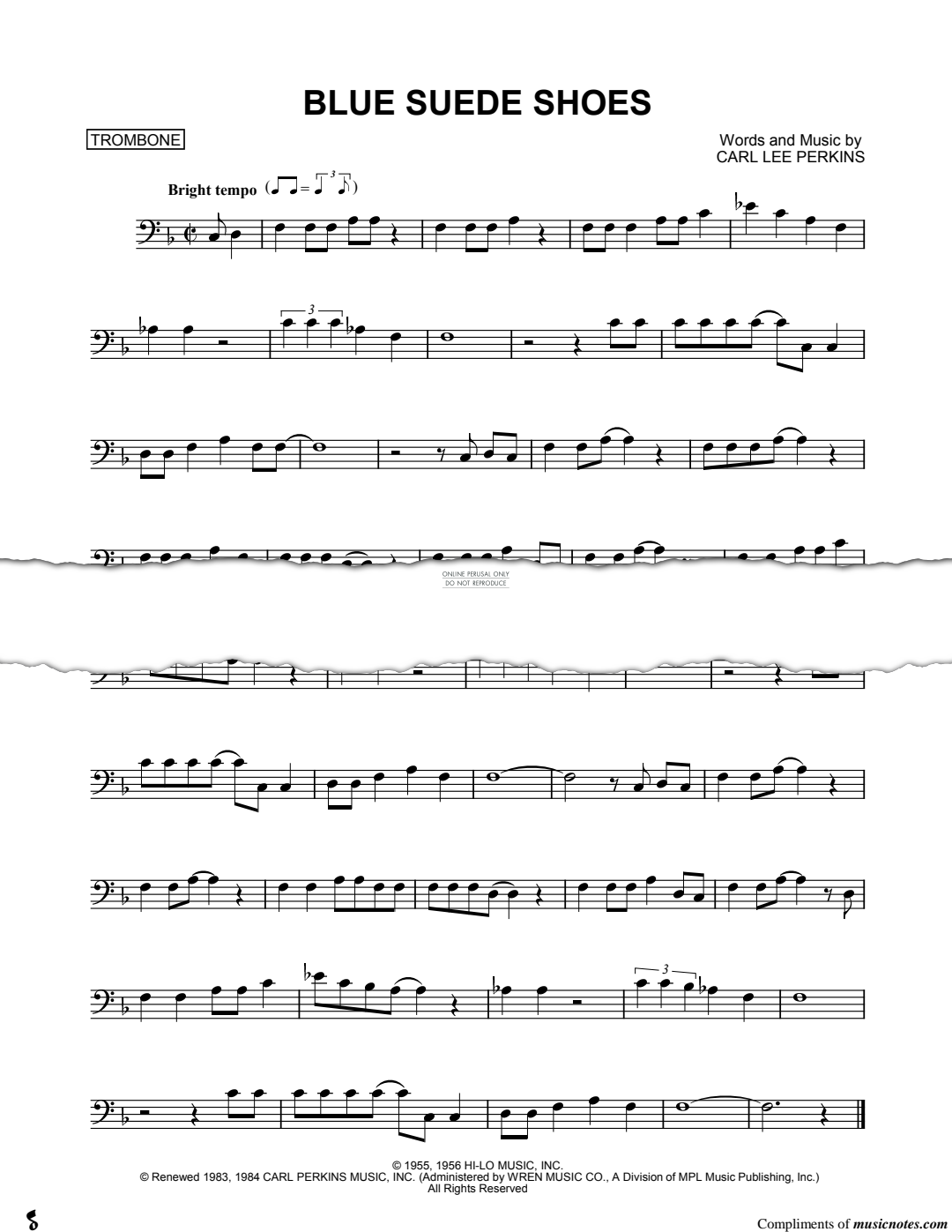 Produktgalerie: Seite 1 von 1 Blue Suede Shoes, Carl Lee Perkins, Posaune