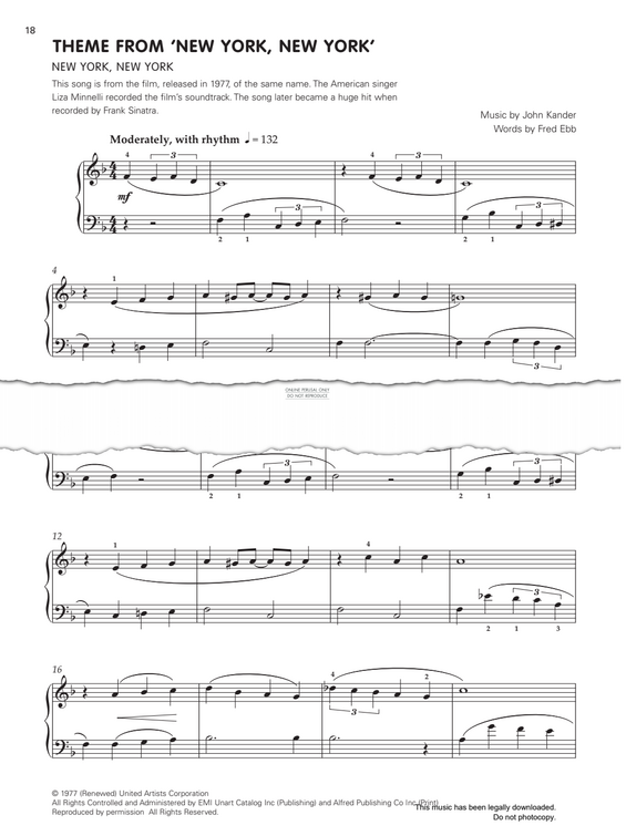 gallery: Theme From 'New York, New York', John Kander, Klavier