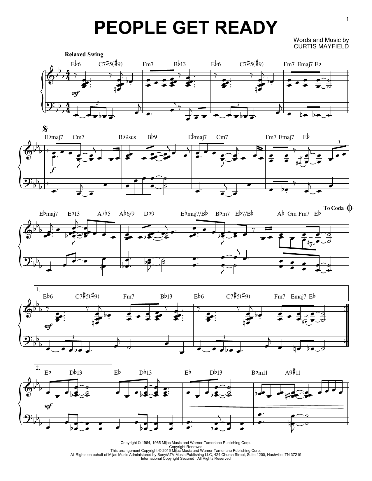 Product gallery: Page 1 of 1 People Get Ready [Jazz version] (arr. Brent Edstrom), Bob Marley