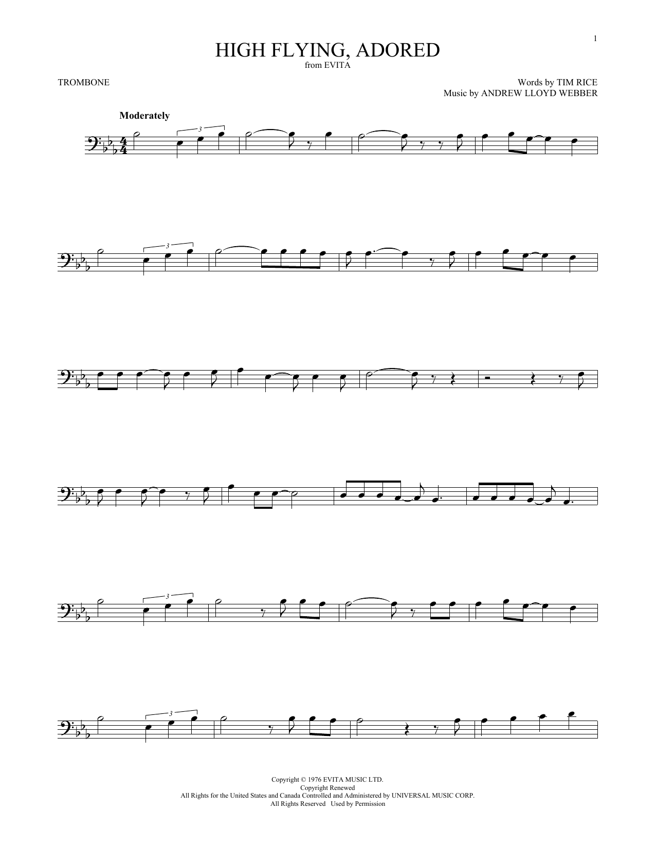 Product gallery: Page 1 of 1 High Flying, Adored (from Evita), Andrew Lloyd Webber