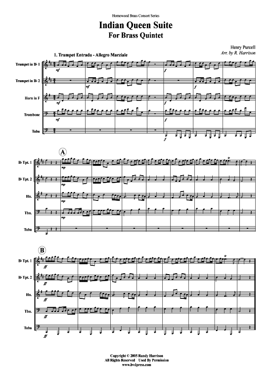 Produktbild zu: Indian Queen Suite Henry Purcell (arr. Harrison)
