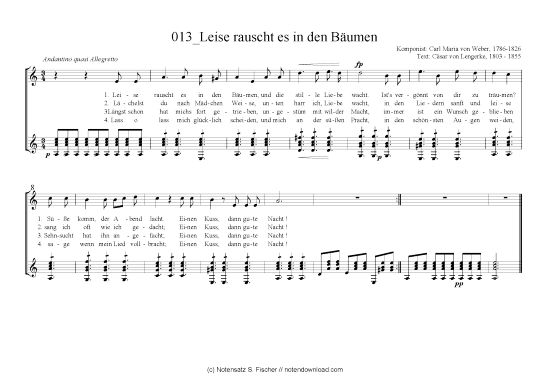 Product picture to: Leise rauscht es in den Bäumen Carl Maria von Weber, 1786-1826 / Cäsar von Lengerke, 1803 - 1855
