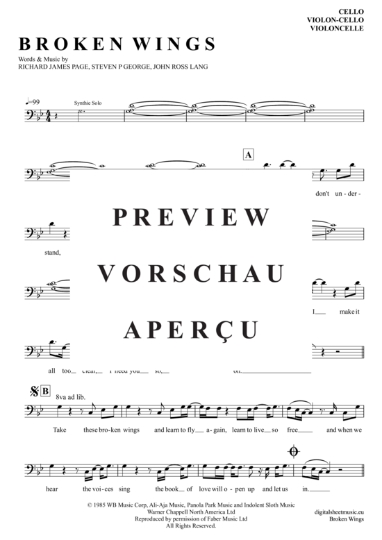 Produktgalerie: Seite 2 von 4 Broken Wings , Mr. Mister, (Violoncello)