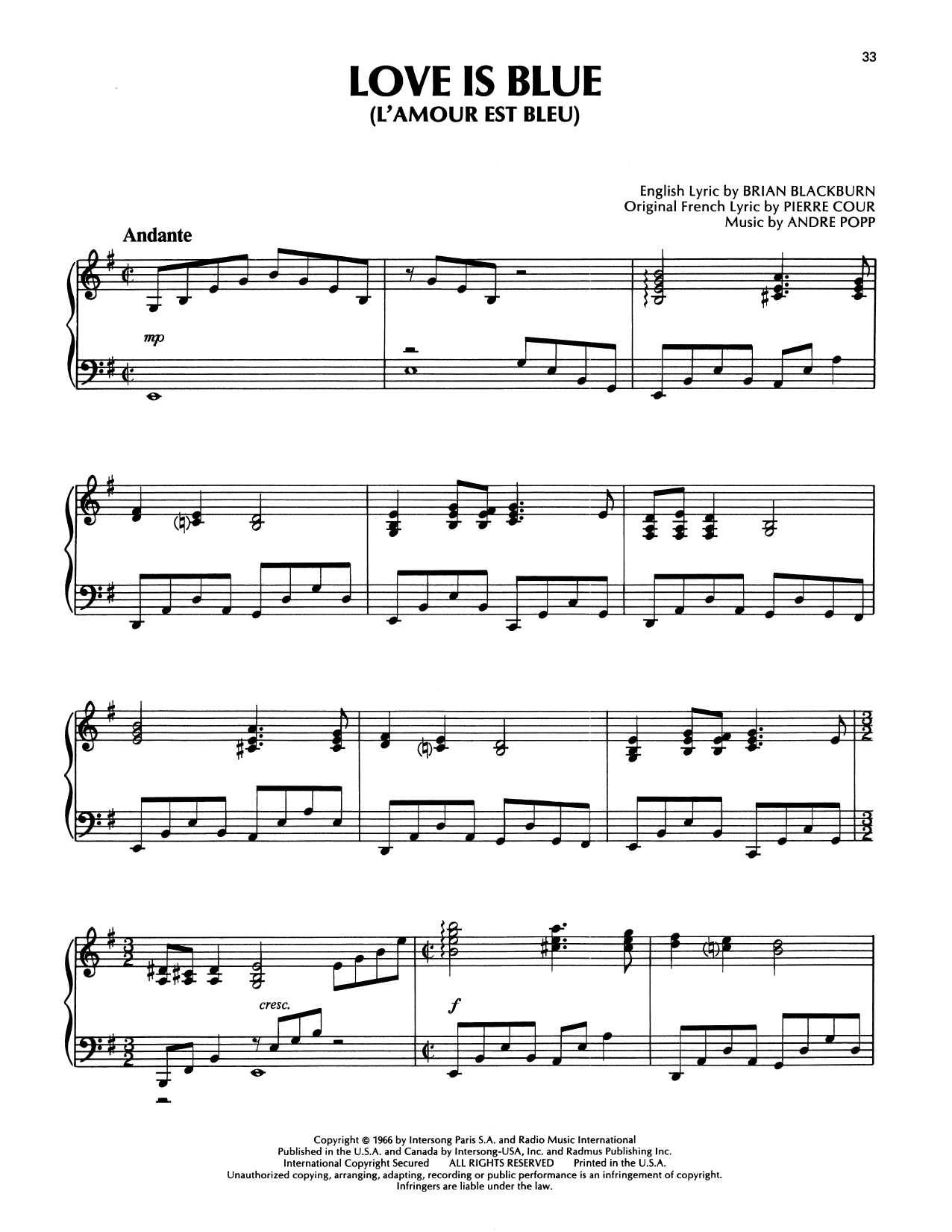 Produktgalerie: Seite 1 von 1 Love Is Blue (L'amour Est Bleu), Richard Clayderman, Klavier