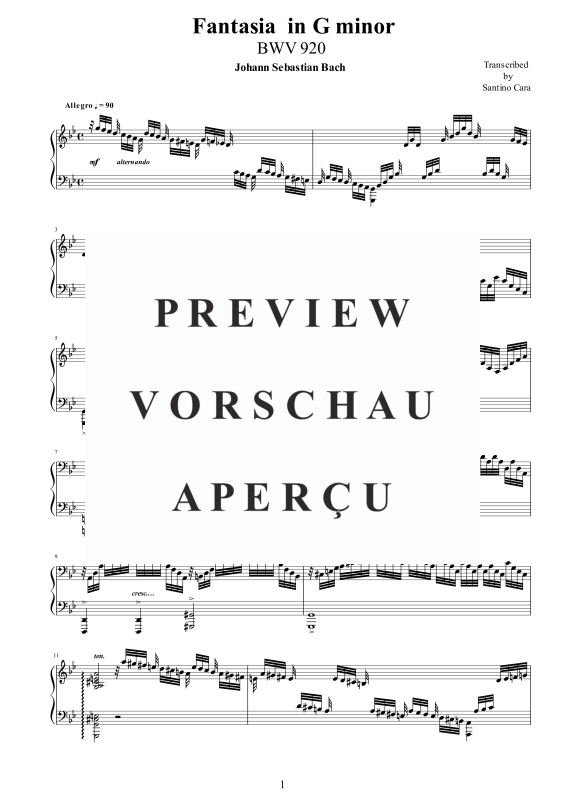 Produktgalerie: Seite 2 von 10 Fantasia in G-Moll BWV 920, , Klavier Solo