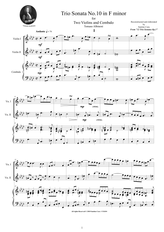 Produktbild zu: Trio Sonata No.10 in F-Moll Op.1Tomaso Albinoni