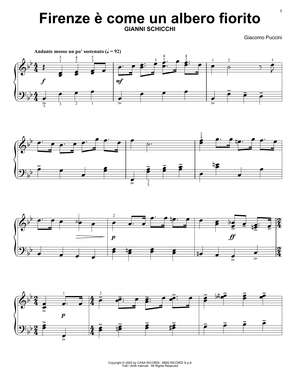 Produktgalerie: Seite 1 von 1 Rinuccio's Aria (Firenze E Come Un Alberto Fiorito), Giacomo Puccini, Klavier