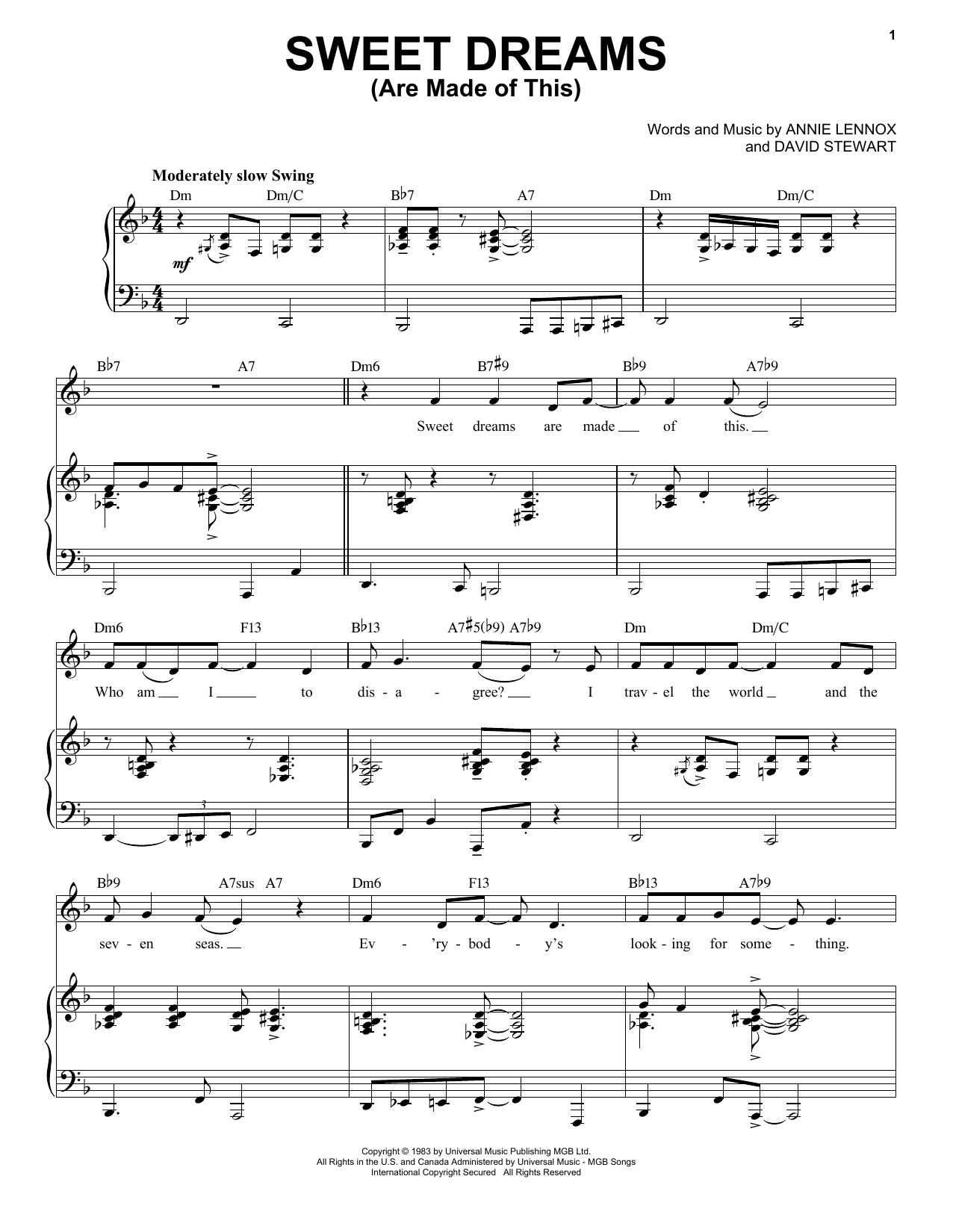 Product picture to: Sweet Dreams (Are Made Of This) [Jazz version] (arr. Brent Edstrom)