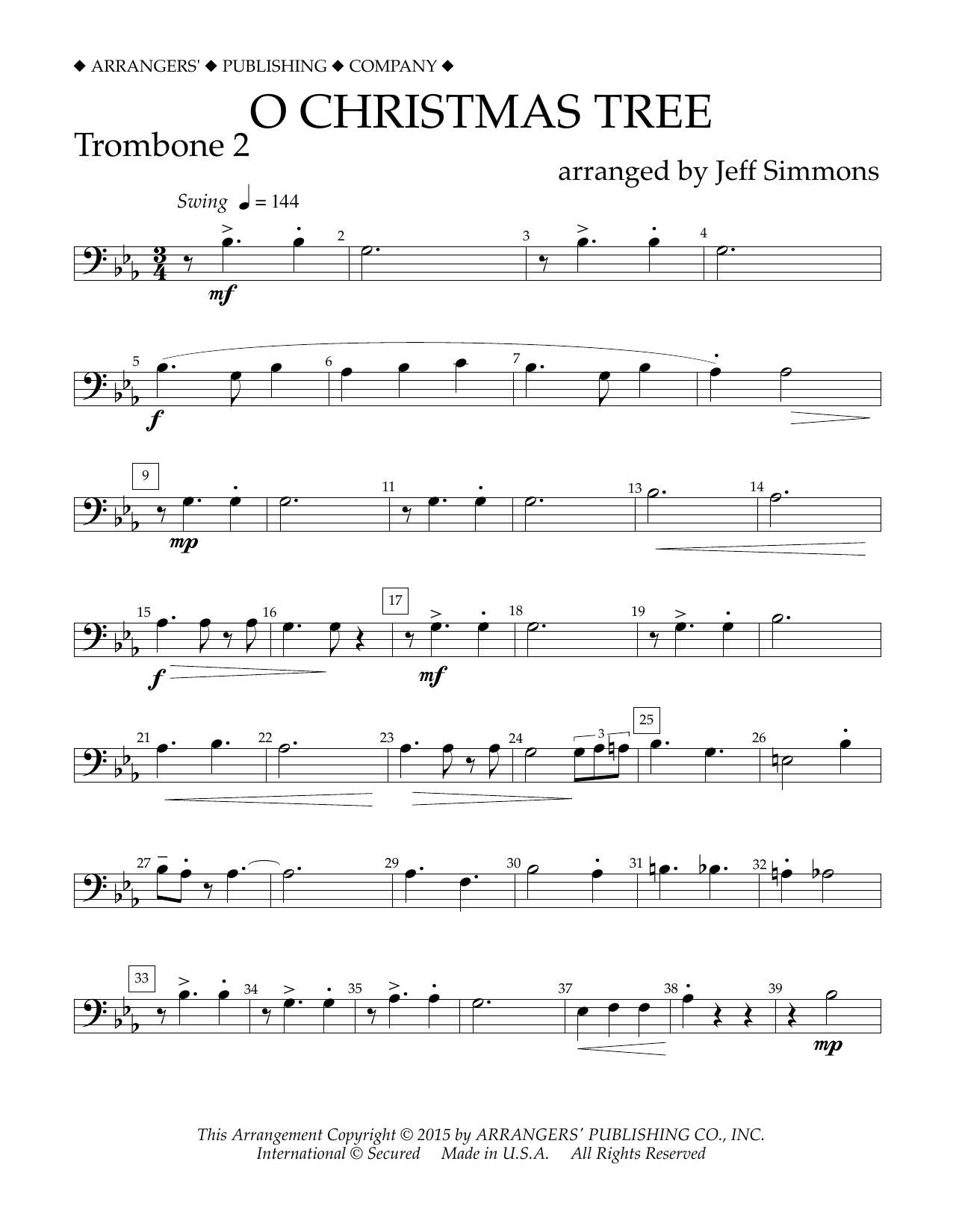 Product gallery: Page 1 of 1 O Christmas Tree - Trombone 2, Jeff Simmons