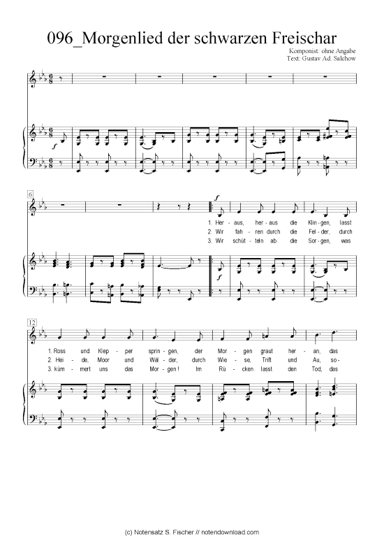 Produktbild zu: Morgenlied der schwarzen Freischar ohne Angabe / Gustav Ad. Salchow