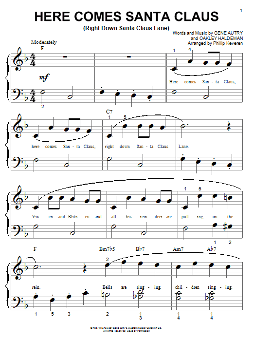 Product picture to: Here Comes Santa Claus (Right Down Santa Claus Lane) (arr. Phillip Keveren)