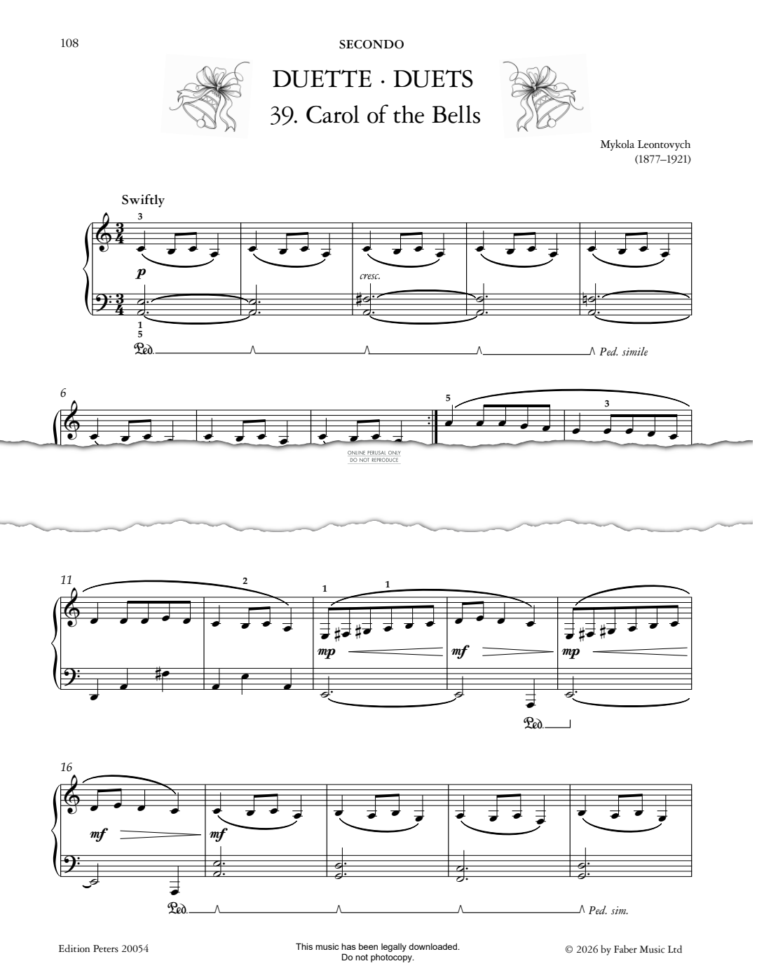 Produktbild zu: Carol Of The Bells (Duet Version)
