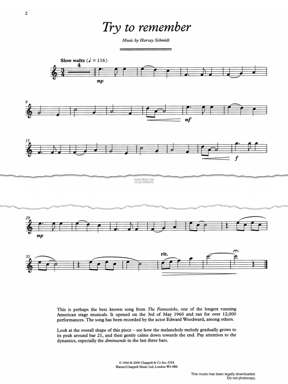 Produktgalerie: Seite 1 von 1 Try To Remember, Harvey Schmidt, Flöte, Klavier