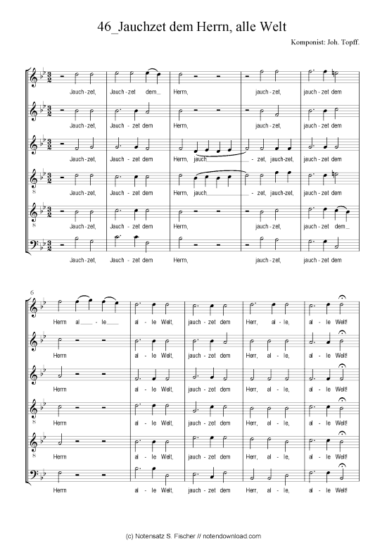 Product picture to: Jauchzet dem Herrn, alle Welt  Joh. Topff. / Motette über Ps. 100