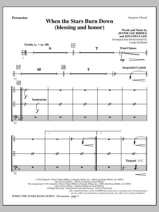 Produktgalerie: Seite 1 von 1 When The Stars Burn Down (Blessing And Honor) - Percussion, Camp Kirkland, Chor