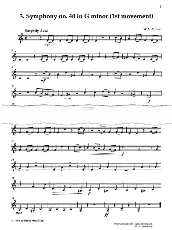 Product gallery: Page 1 of 1 Symphony No. 40 in G Minor, 1st Movement, Wolfgang Amadeus Mozart