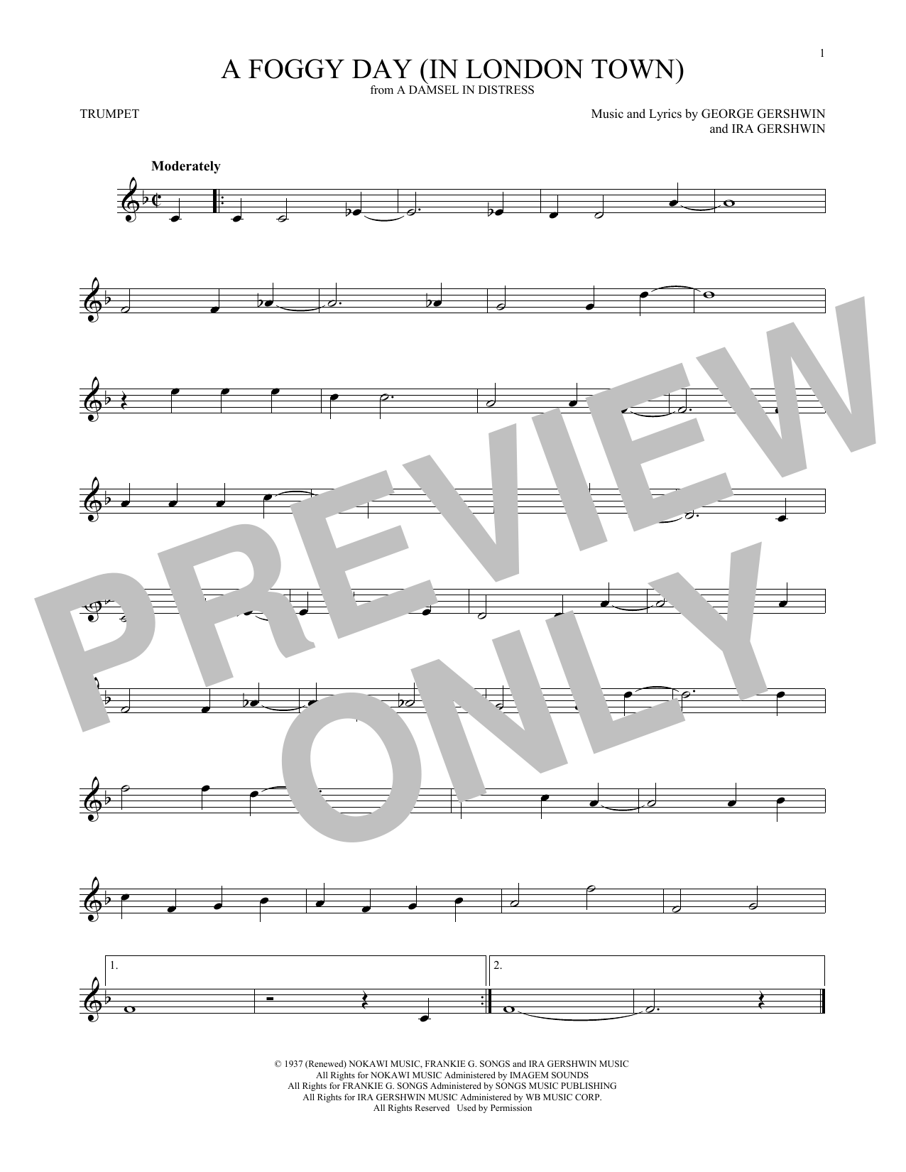 Produktgalerie: Seite 1 von 1 A Foggy Day (In London Town), George Gershwin, Trompete