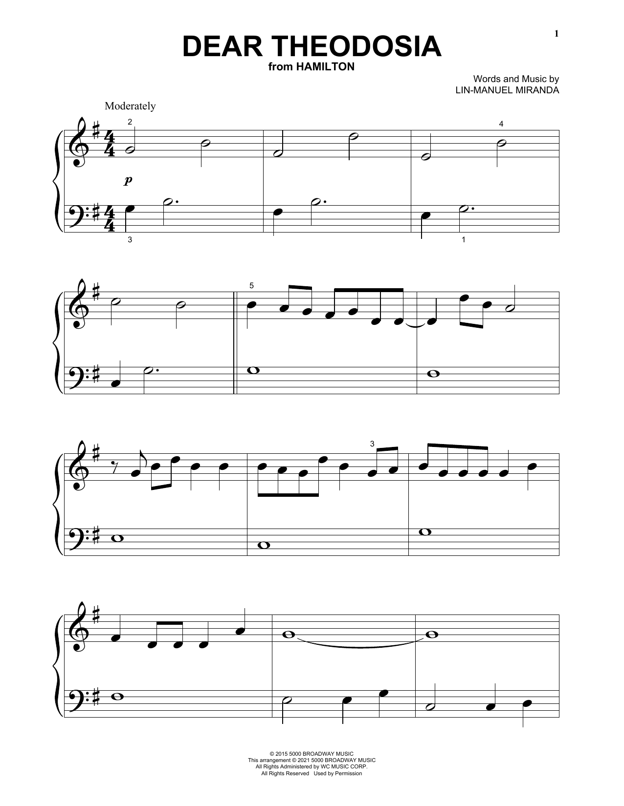 Produktbild zu: Dear Theodosia (from Hamilton)