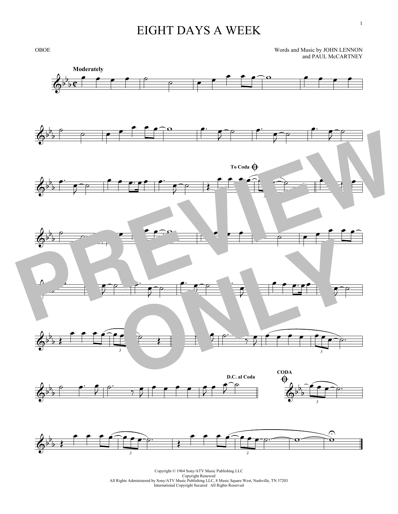 Produktgalerie: Seite 1 von 1 Eight Days A Week, The Beatles, Oboe
