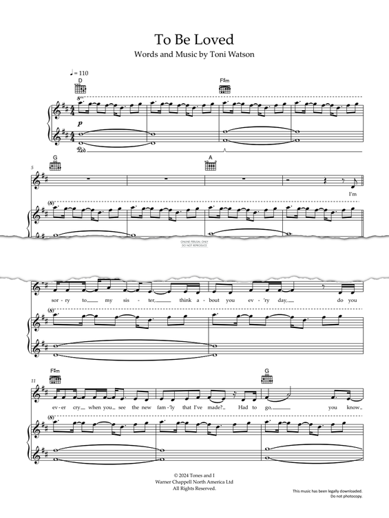 Produktgalerie: Seite 1 von 1 To Be Loved, Tones and I, Gesang, Gitarre, Klavier