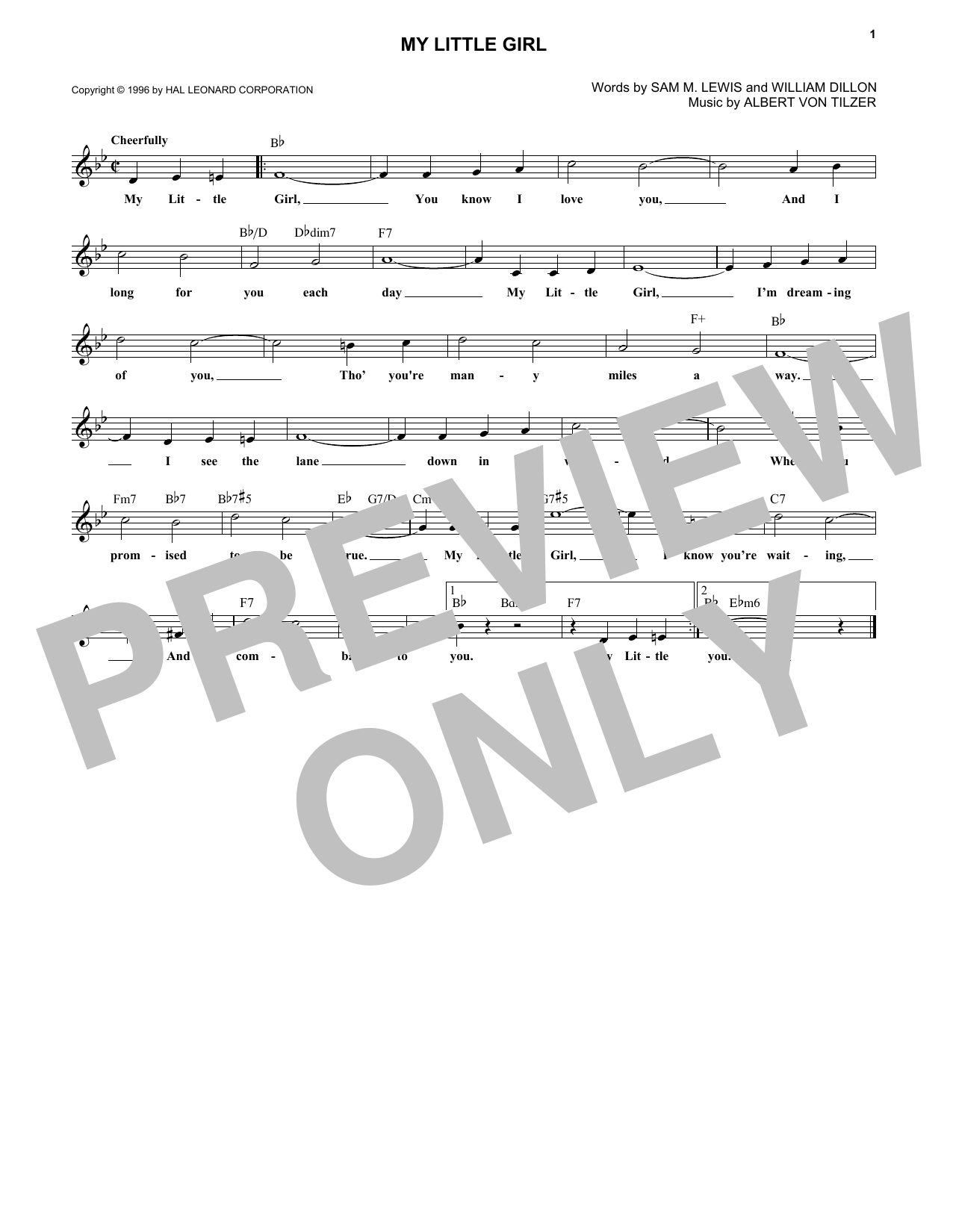 Product gallery: Page 1 of 1 My Little Girl, Albert von Tilzer
