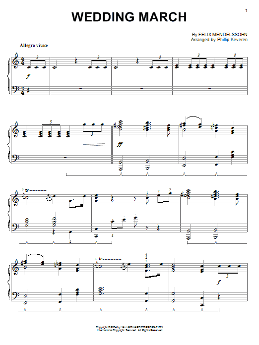 Product gallery: Page 1 of 1 Wedding March (arr. Phillip Keveren), Felix Mendelssohn