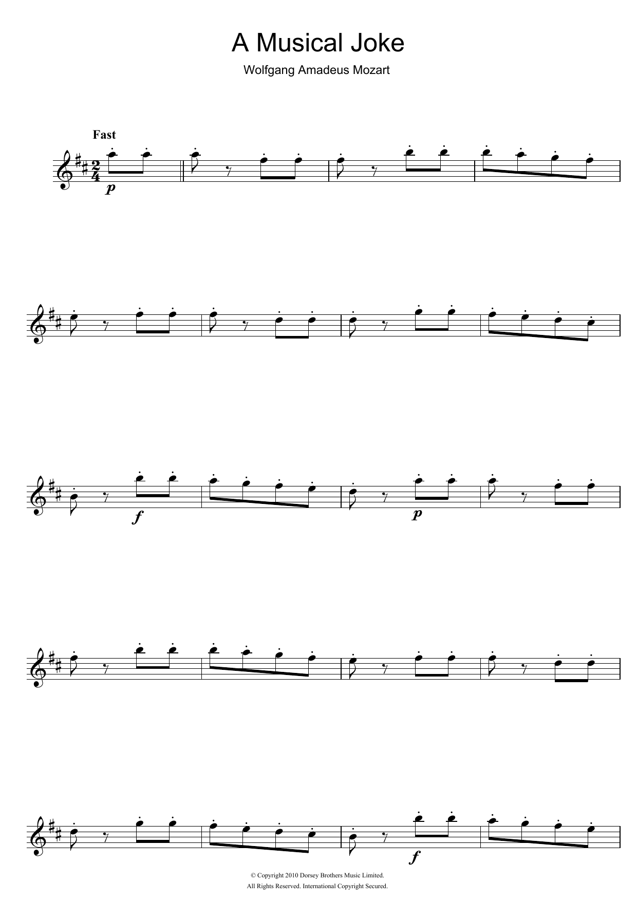 Product gallery: Page 1 of 1 A Musical Joke, Wolfgang Amadeus Mozart