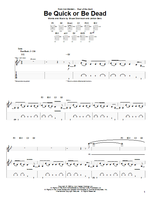 Produktgalerie: Seite 1 von 1 Be Quick Or Be Dead, Iron Maiden, Gitarre