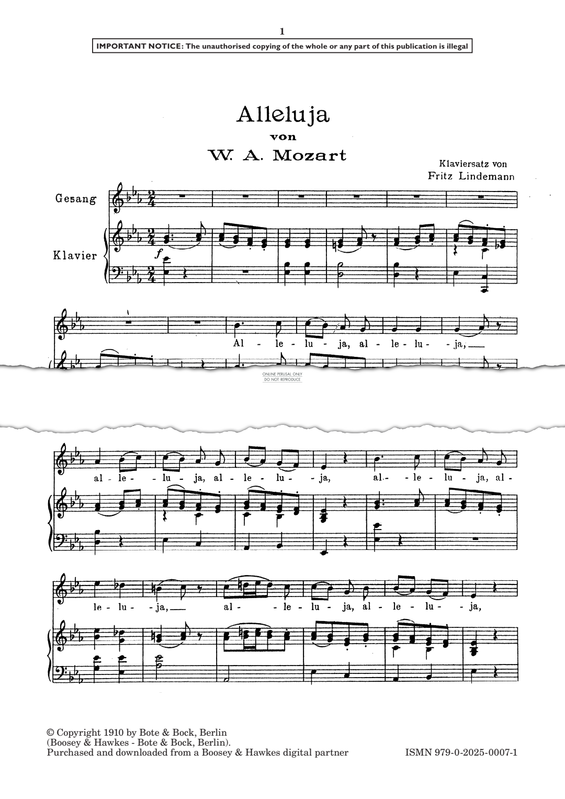 Produktgalerie: Seite 1 von 1 Alleluja aus der Motette 'Exsultate', Wolfgang Amadeus Mozart, Gesang, Klavier