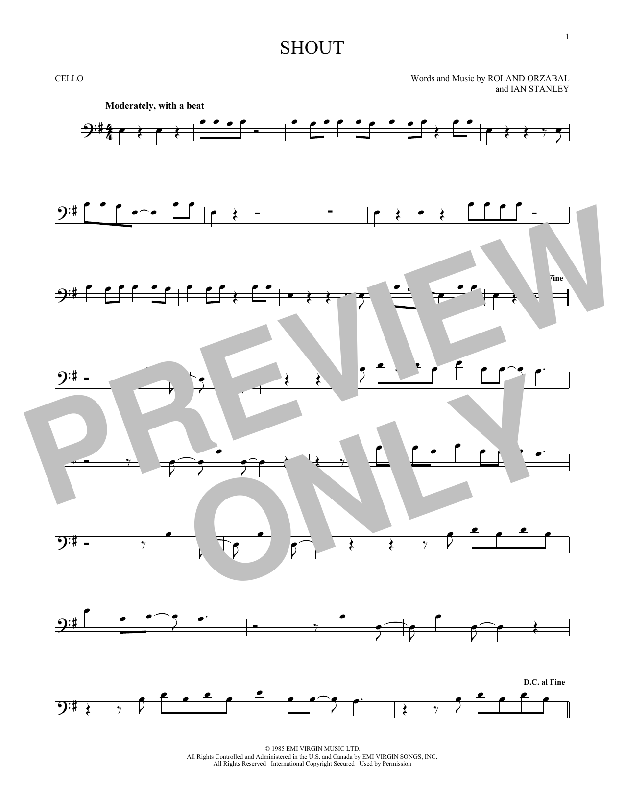 Produktgalerie: Seite 1 von 1 Shout, Tears For Fears, Violoncello