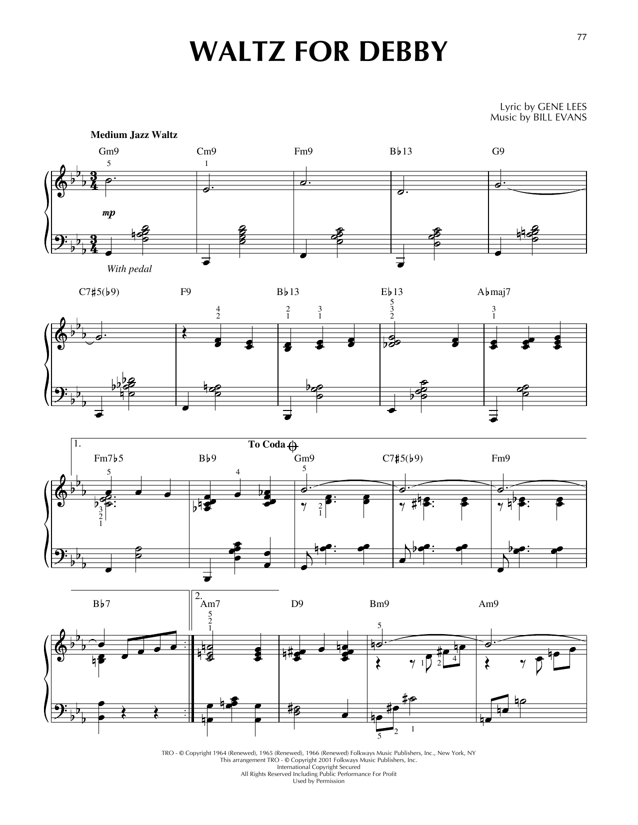 Product picture to: Waltz For Debby (arr. Brent Edstrom) [Jazz version]