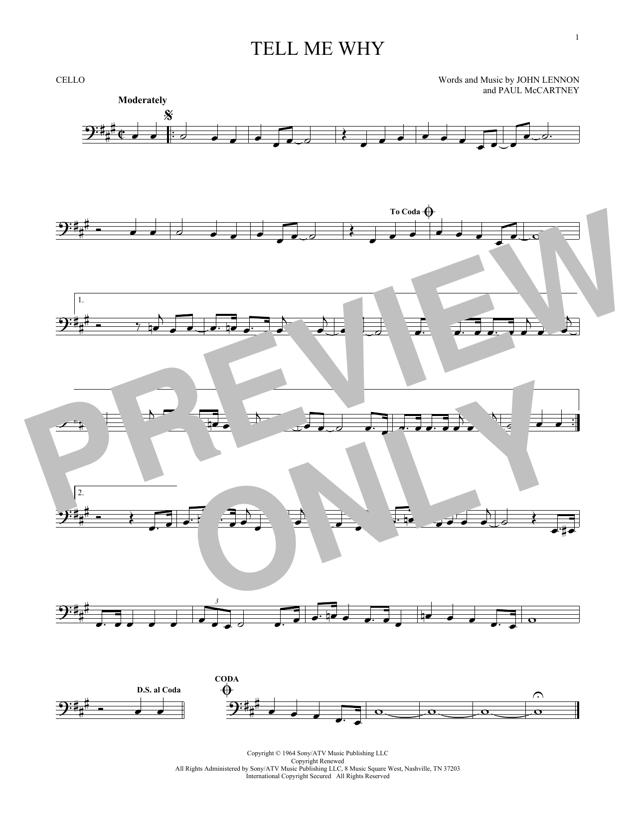 Produktgalerie: Seite 1 von 1 Tell Me Why, The Beatles, Violoncello