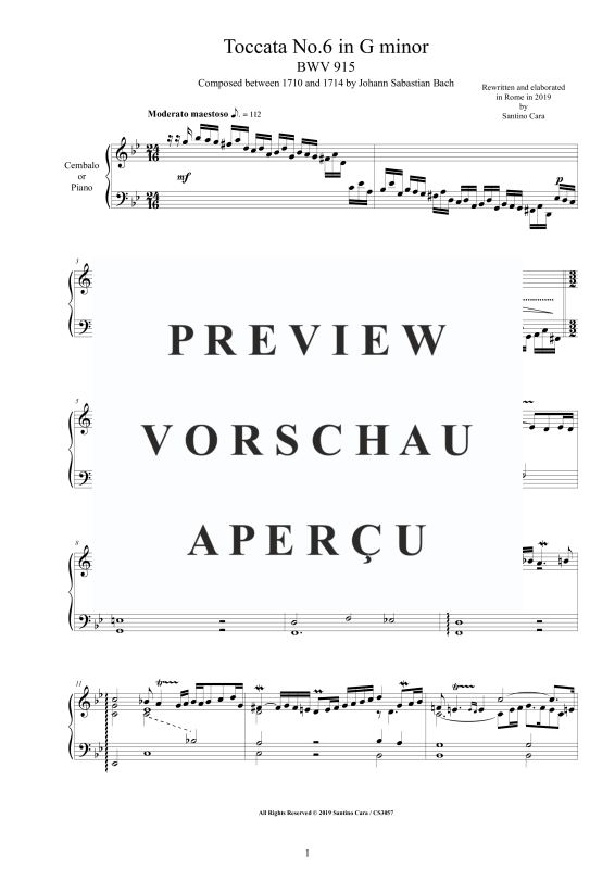 Produktgalerie: Seite 2 von 11 Toccata Nr. 6 G-Moll BWV 915, , Cembalo/Klavier Solo