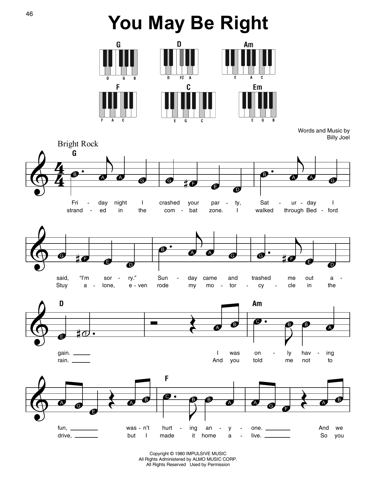 Produktgalerie: Seite 1 von 1 You May Be Right, Billy Joel, Klavier