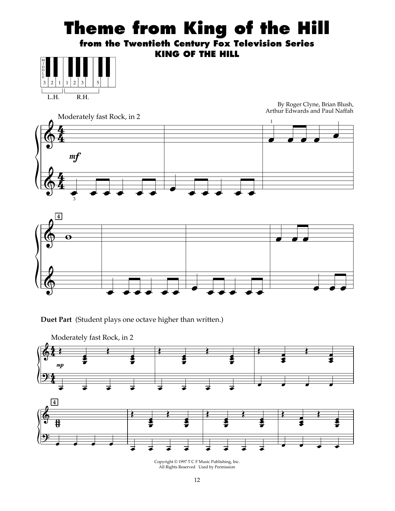 Produktgalerie: Seite 1 von 1 Theme From King Of The Hill, Roger Clyne, Klavier