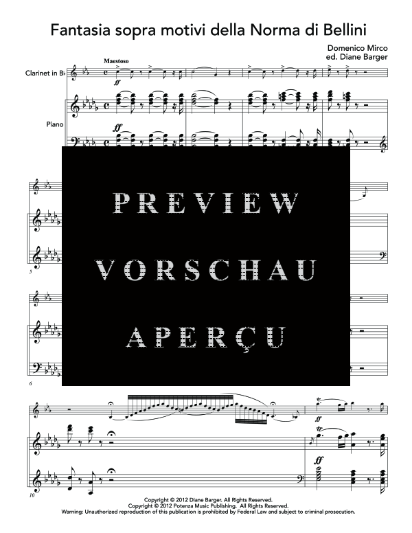 Product gallery: Page 5 of 11 Fantasia sopra motivi della Norma di Bellini, , (clarinet in Bb and piano)