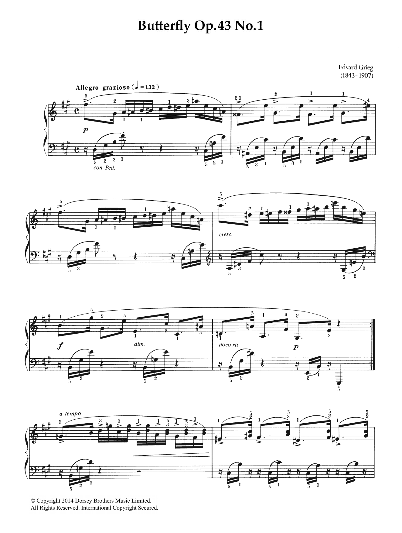 Product picture to: Butterfly (from 'Lyric Pieces Op. 43')