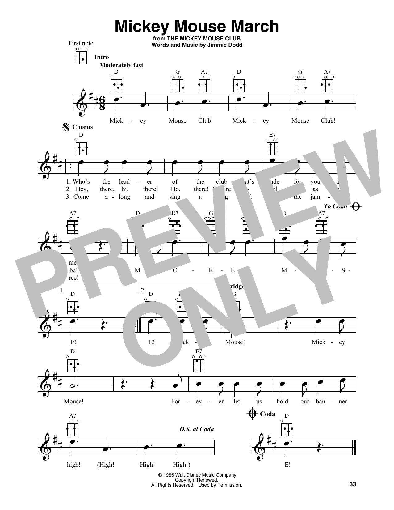 Product gallery: Page 1 of 1 Mickey Mouse March (from The Mickey Mouse Club), Jimmie Dodd