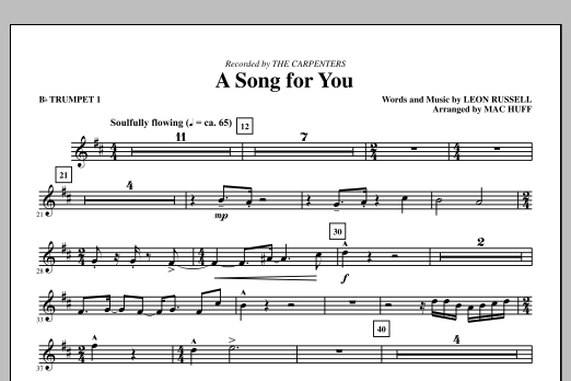 Produktgalerie: Seite 1 von 1 A Song For You (arr. Mac Huff) - Bb Trumpet 1, Carpenters, Chor