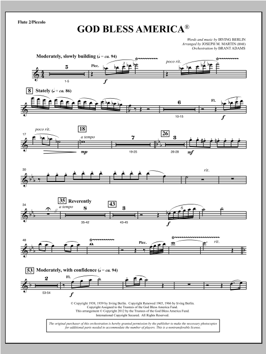 Produktbild zu: God Bless America - Flute 2