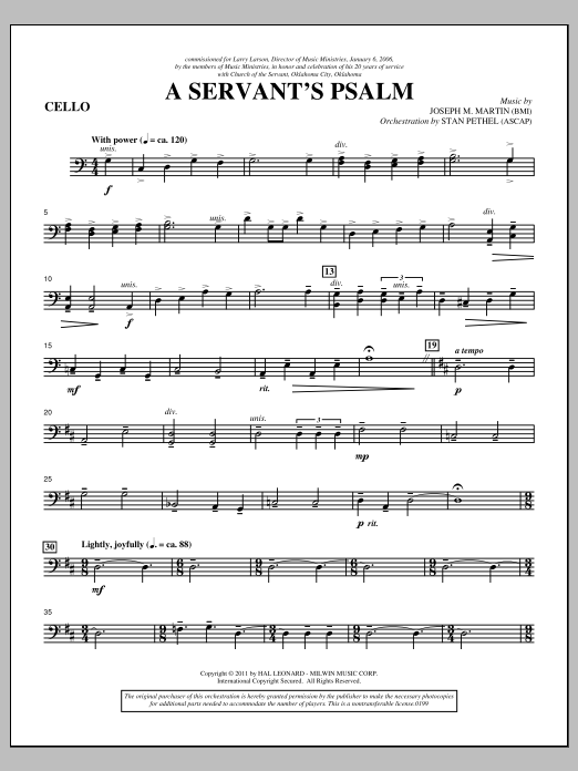 Product picture to: A Servant's Psalm - Cello
