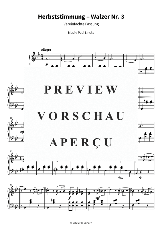 gallery: Herbststimmung - Walzer Nr. 3 - Vereinfachte Fassung, , (piano solo)