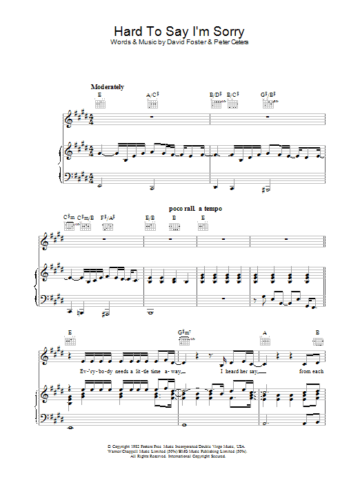 Produktgalerie: Seite 1 von 1 Hard To Say I'm Sorry, Chicago, Gesang, Gitarre, Klavier