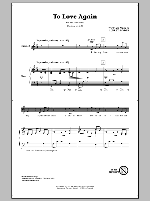 Produktgalerie: Seite 1 von 1 To Love Again, Audrey Snyder, Chor