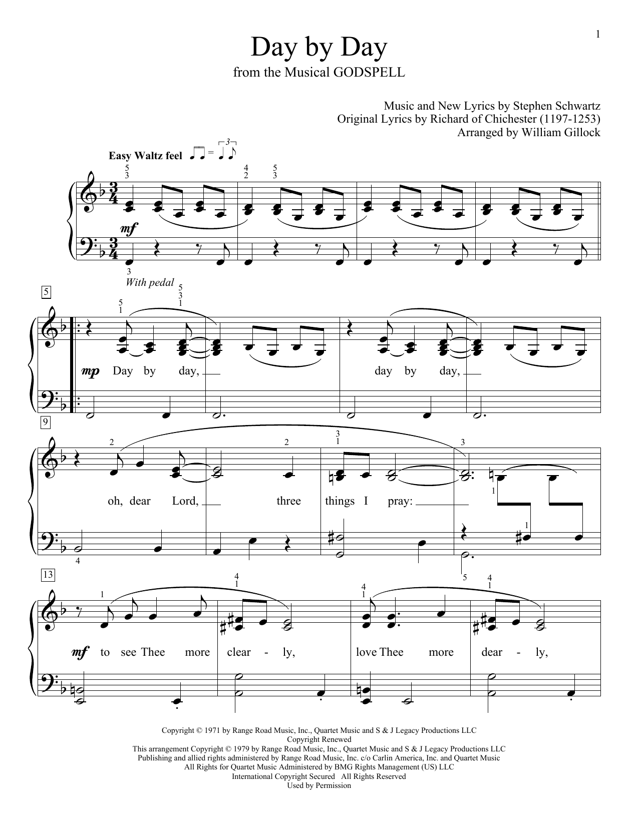 Produktbild zu: Day By Day (from Godspell) (arr. William Gillock)