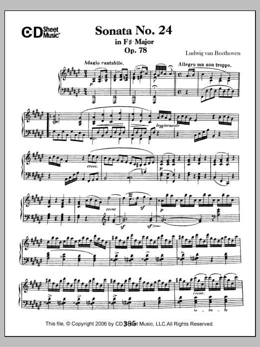 Produktbild zu:  Sonata No. 24 In F-sharp Major, Op. 78 - Ludwig van Beethoven