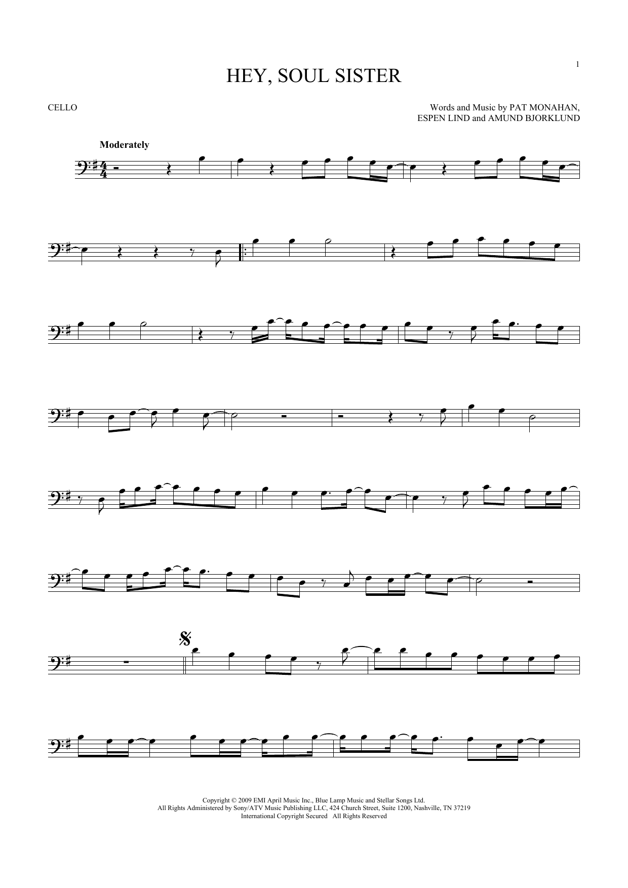 Produktgalerie: Seite 1 von 1 Hey, Soul Sister, Train, Violoncello