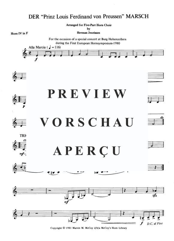 Product gallery: Page 10 of 11 Der "Prinz Louis Ferdinand von Preussen" Marsch, , Horn Quintet