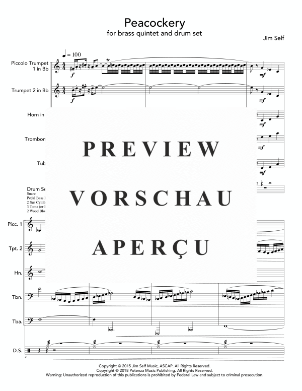 Produktgalerie: Seite 5 von 11 Peacockery, , (Blechbläser Quintett und Drum Set)