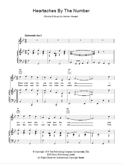 Produktgalerie: Seite 1 von 1 Heartaches By The Number, Guy Mitchell, Gesang, Gitarre, Klavier